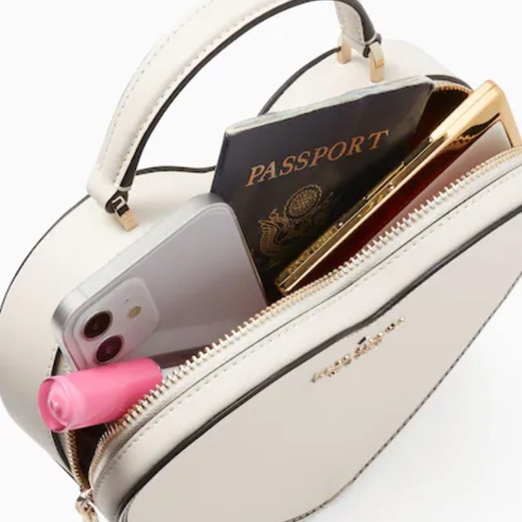 NWT Kate spade Love Shack Guitar Strap Heart Crossbody Purse parchment black - Picture 4 of 7